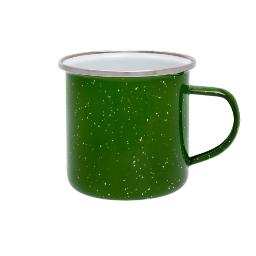 Origin Outdoors - Emaille Becher/Tasse mit Edelstahlrand, 360 ml, grün