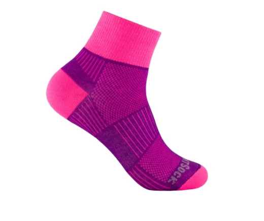 Wrightsock - Anti-Blasen-System Coolmesh II Socke quarter, plum/pink, Gr. S (34-37)