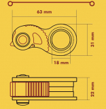 Kong - Mini Seilklemme/Bandklemme DUCK, schwarz/rot