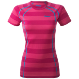 Bergans - Fjellrapp Merino Lady Tee, hot pink striped, Gr. XS