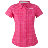 Bergans - Trekkingbluse Langli Lady Short Sleeve Shirt, hot pink checked, Gr. S