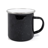 Origin Outdoors - Emaille Becher/Tasse mit Edelstahlrand, 360 ml, schwarz