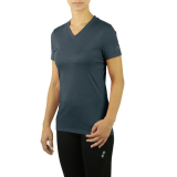 Rewoolution - Bright T-Shirt V-Neck Lady, Sport & Fun 140, meteorite, Gr. XS
