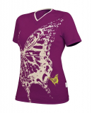Rewoolution - Outdoor T-Shirt V-Neck Short Sleeve Lady, merlot/almond, Gr. XS