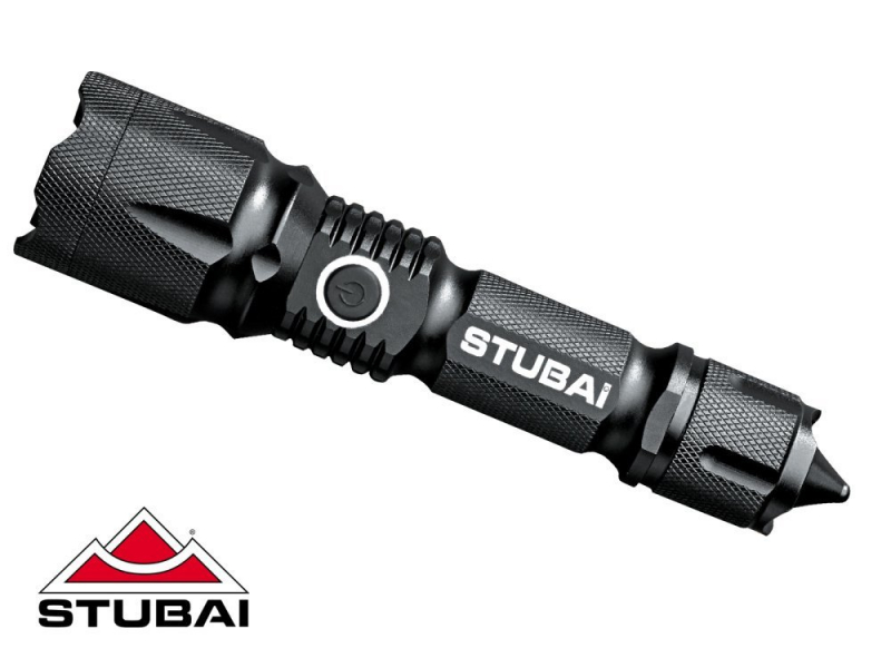 Stubai - LED-Aluminium-Taschenlampe / Stablampe, 800 Lumen, Akku 2200 mAh,  black