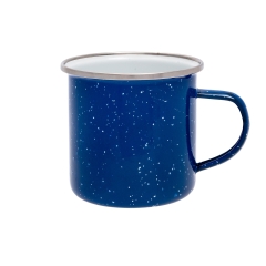 Origin Outdoors - Emaille Becher/Tasse mit Edelstahlrand, 360 ml, blau