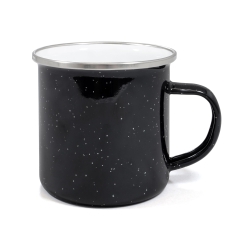 Origin Outdoors - Emaille Becher/Tasse mit Edelstahlrand, 360 ml, schwarz