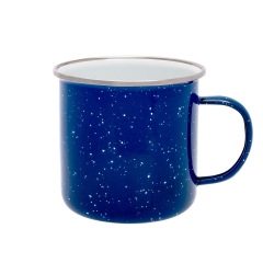 Origin Outdoors - Emaille Becher/Tasse mit Edelstahlrand, 530 ml, blau